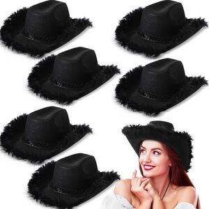 2169 6 Pcs Halloween Women Cowgirl Hat Bachelorette Cowgirl Hats For Women